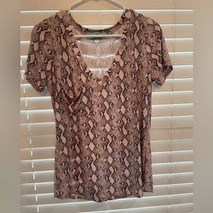 snake skin brown and pink shirt